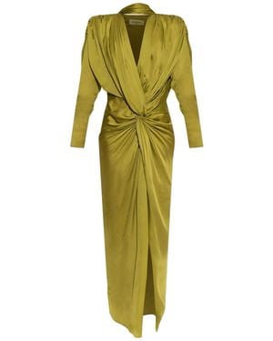 Balmain Silk Dress With An Asymmetric Cut - Green