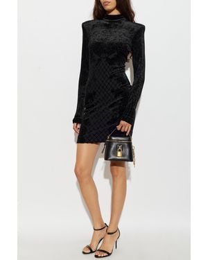 Balmain Velvet Dress With A Turtleneck - Black