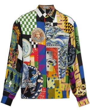 Versace Silk Shirt With "Medusa Collage" Print - Multicolour