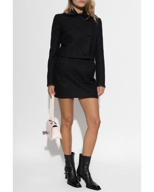 McQueen Tweed Skirt With Sewn-In Hip Pads - Black
