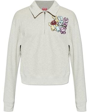 KENZO Sweatshirt With A Shimmering Appliqué - Grey