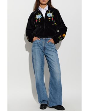 KENZO Velvet Jacket With Colorful Embroidery - Blue