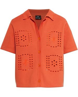 Paul Smith Shirt With Openwork Embroidery - Orange