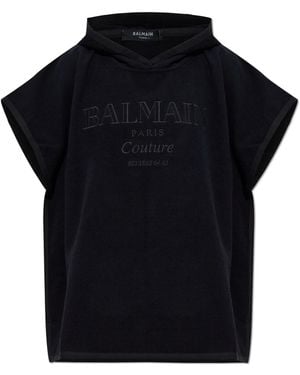 Balmain Cotton Poncho - Black
