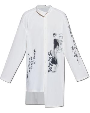 Yohji Yamamoto Long Shirt With Print - White