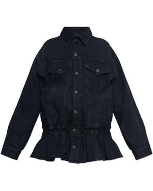 Agolde Denim Jacket With Peplum - Blue