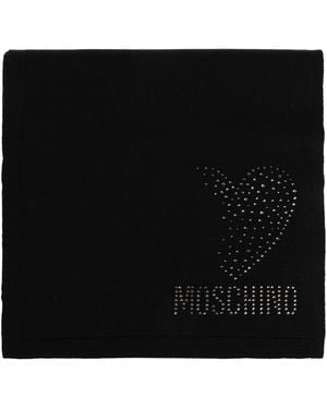 Moschino Wool Scarf With Sparkling Sequins - Black