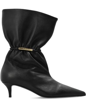 Balmain Leather Heeled Ankle Boots - Black