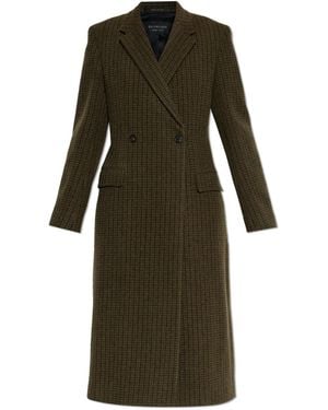 Balenciaga Coat With A Check Pattern - Green