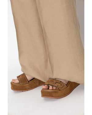 Hogan Suede Platform Sandals 'H703' - Natural