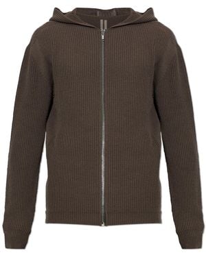 Rick Owens Wool Cardigan With Hood - Brown
