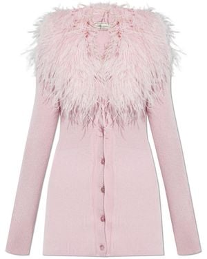 Blumarine Cardigan With Ostrich Feathers - Pink