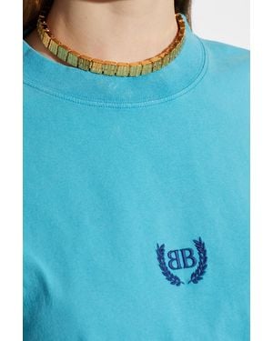 Balenciaga Brass Necklace With Logo - Blue