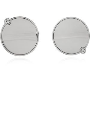 MM6 by Maison Margiela Round Earrings With Engraved Logo - Grey