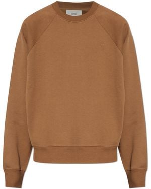 Ami Paris Sweatshirt With Logo - Brown