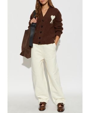 Ami Paris Straight-Leg Sweatpants - Natural