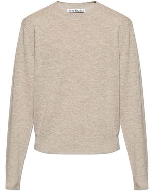 Acne Studios Wool Jumper With Logo - Natural