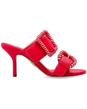 Rodo Leather Heeled Mules - Red