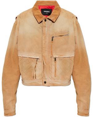 DSquared² Denim Jacket With Logo - Natural