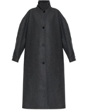 Jil Sander Wool Coat With Stand-Up Collar - Black