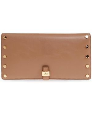Ganni Wallet With Studs - Brown