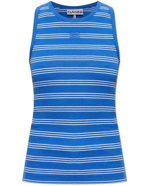 Ganni Top With A Striped Pattern - Blue