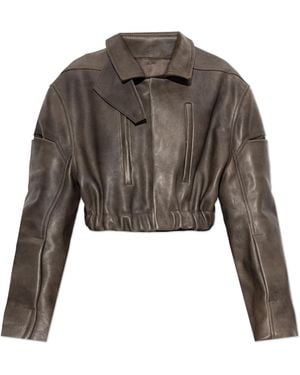 Rick Owens Short Leather Jacket - Brown