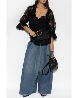 Chloé Lace Peplum Top - Black