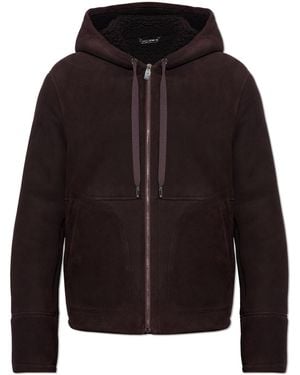Dolce & Gabbana Suede Jacket With Hood - Brown