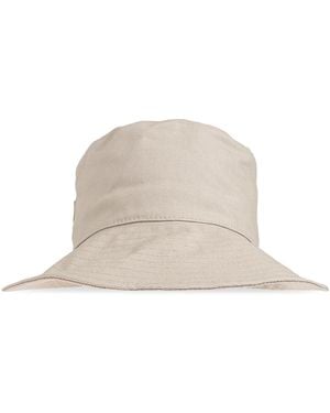 Emporio Armani Hat With Logo-Shaped Appliqué - Natural