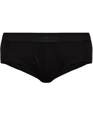 Tom Ford Cotton Briefs With Logo - Black
