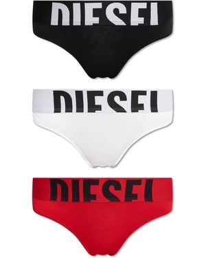 DIESEL Three-Pack Briefs With Logo - Red