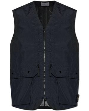 Stone Island Vest With Logo Patch - Blue