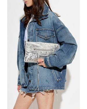 Balenciaga 'Le City Clutch Metallized' Clutch - Blue