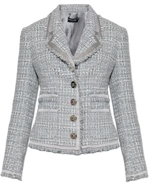 Dolce & Gabbana Tweed Jacket With Lurex Thread - Grey