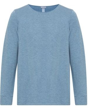 Hanro Nightdress 'Natural Elegance' With Long Sleeves - Blue