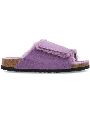 Birkenstock "Solana Shearling" Slides - Purple