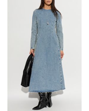 white christmas dresses MAISON MARGIELA Blue denim dress for women, girls and children with logo  print - 12A main image 1