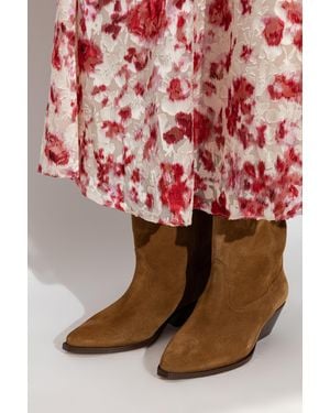 Isabel Marant Suede Heeled Ankle Boots "Duerto" - Pink