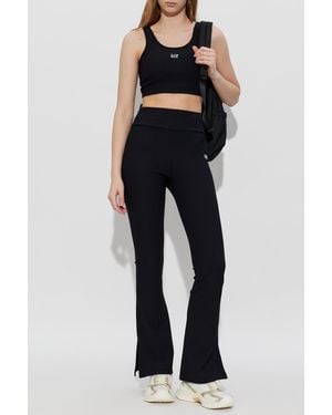 EA7 Pleated Flared Pants - Black