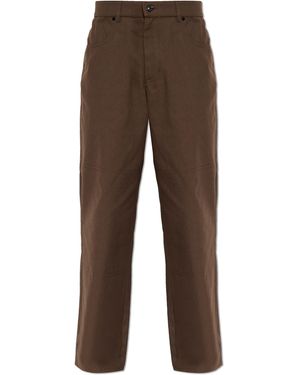 Moncler Pants With Logo Patch - Brown
