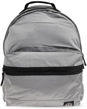 Stone Island Backpack With A Logo Patch - Grey