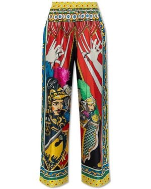 Dolce & Gabbana Silk Trousers With Carretto Pattern - Multicolour