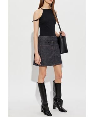 Courreges Denim Skirt With Belt - Black