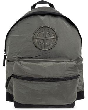 Stone Island Backpack With Logo - Grey