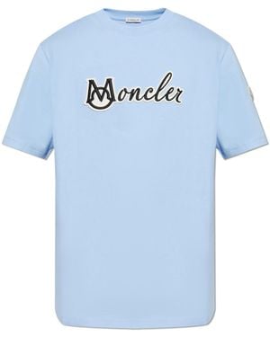 Moncler T-Shirt With Logo - Blue