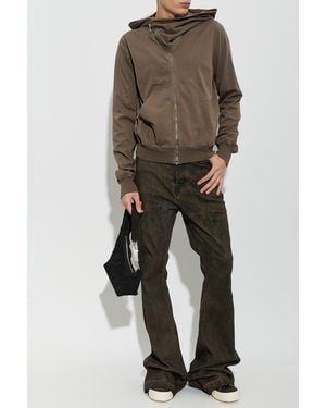 Rick Owens Sweatshirt With Asymmetric Zipper - Brown