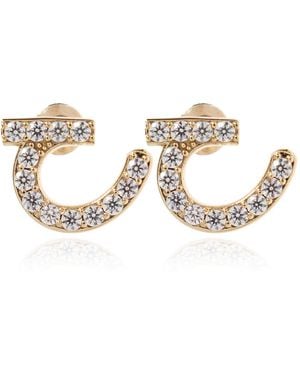Ferragamo Earrings With Shimmering Crystals - Metallic