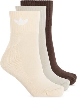 adidas Originals Three-Pack Socks With Logo - Natural