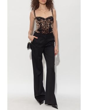 Dolce & Gabbana Silk Bodysuit With Straps - Blue